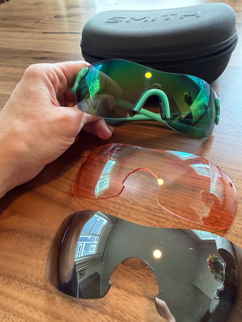 Smith Mirrored Shield Sunglasses - Teal/Green Lens